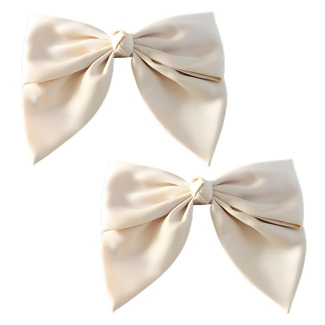 EIHI 2er-Pack Schleifen-Haarspangen, französische Haarspangen für Frauen, Satin-Schleifen-Haarspangen, beige Schmetterlings-Haarspangen, Elegante Haar-Accessoires für Mädchen und Kinder