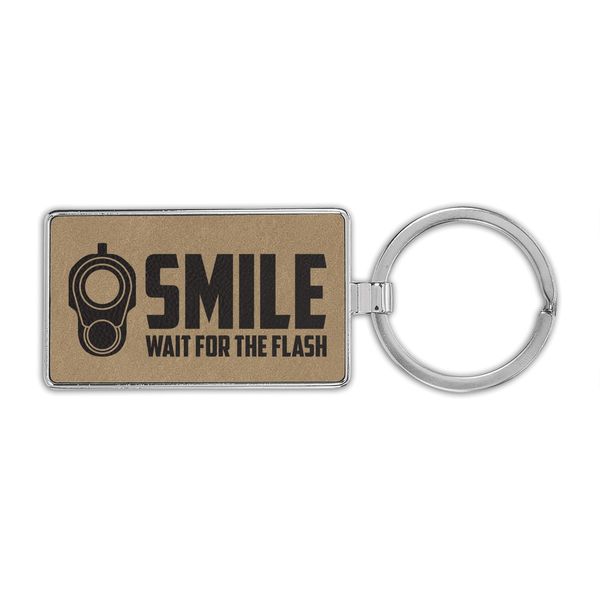 RDW Smile Wait For The Flash Premium Leatherette Keychain - Light Brown