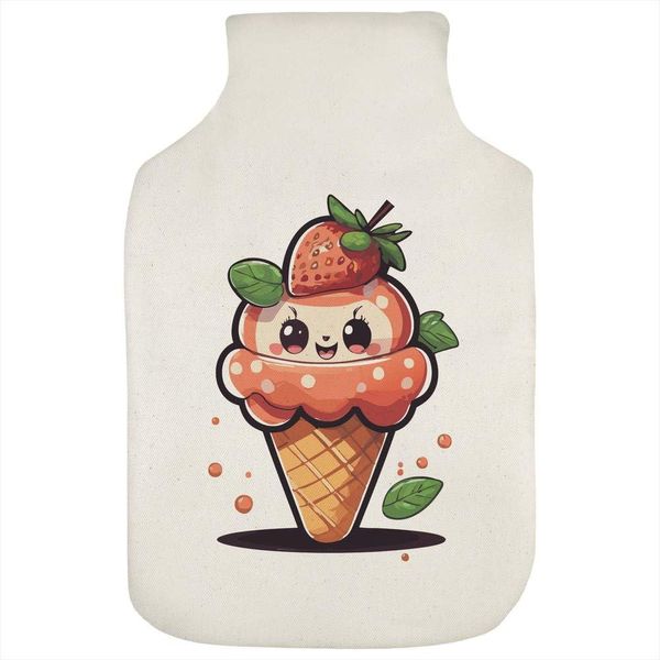 'Kawaii Style Strawberry Ice Cream Cone ' Hot Water Bottle Cover (HW00033653)