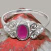 Sterling Solid Silver ring with Natural Ruby & Cubic Zirconia Womens Engagement Ring - Size X