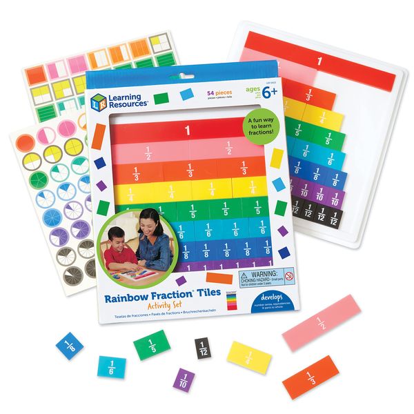 Learning Resources Rainbow Fraction Tiles - 54 Pieces, Ages 6+ Early Math Skills, Visual Aid, Math for Kids, Teacher Supplies