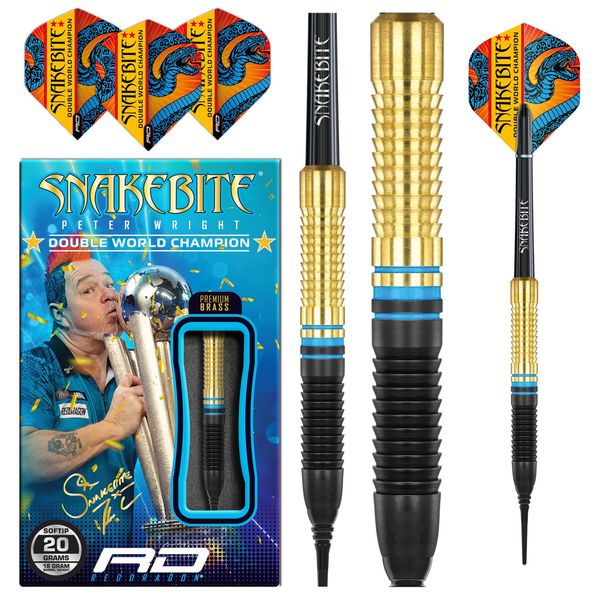 RED DRAGON Peter Wright Snakebite Brass Softip 20G Darts Set