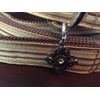 Tan, white designer dog collar. 13"-17", 58" leash