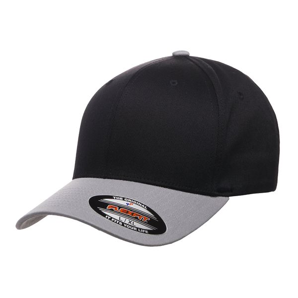 Flexfit Men's Athletic Baseball Fitted Cap-2-toned Cap, Black/Silver, X-Large