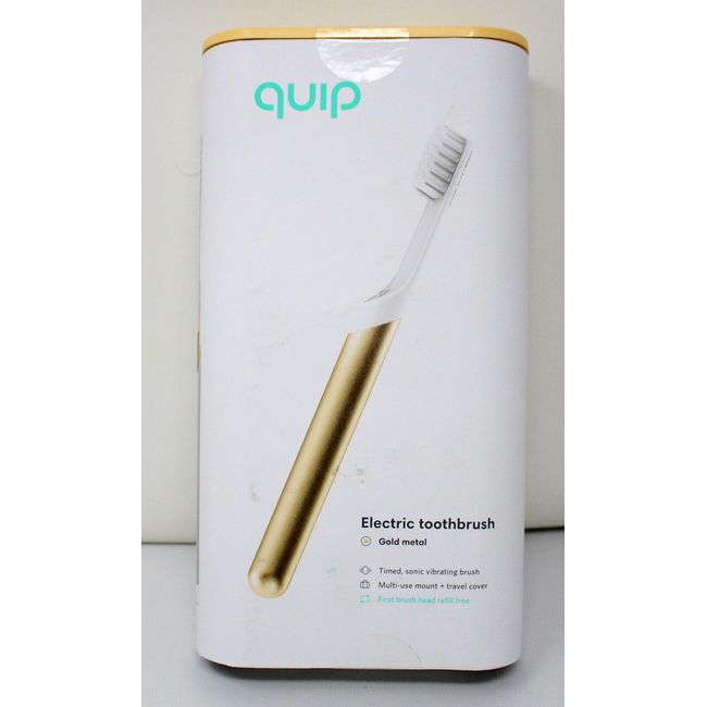 Quip Electric Toothbrush Gold Metal And Travel Cover Mount