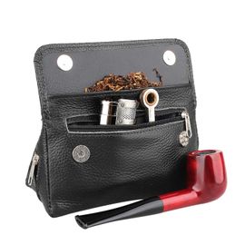 FIREDOG Cigar Pouch, Genuine Leather Travel Portable Cigar Case Box (Holds  5-6 Cigars,Brown-Red)