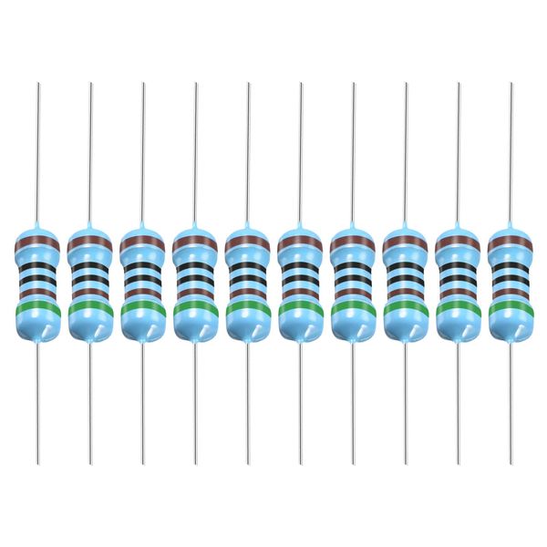 YOKIVE 100pcs Metal Film Resistors 510 Ohm Resistors 1/2W 1% Tolerance Lead for DIY Electronic Projects 5 Color Bands 9±1mm