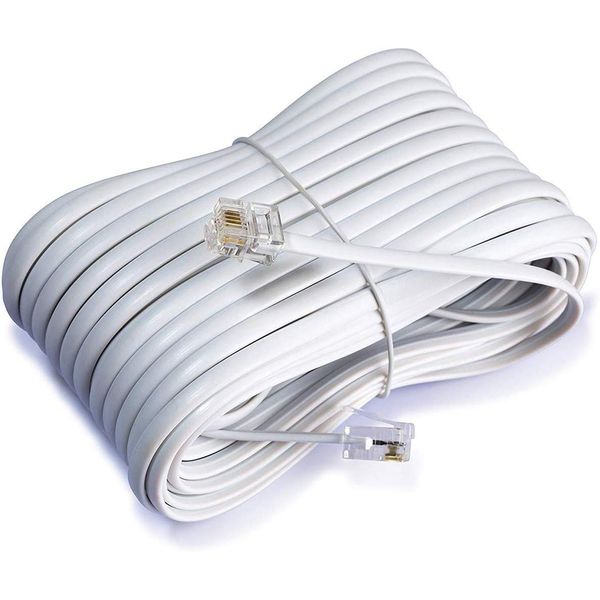 iMBAPrice 50 Feet Long Telephone Extension Cord Phone Cable Line Wire - White