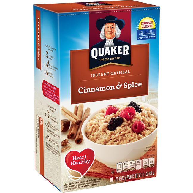 Quaker Cinnamon & Spice Instant Oatmeal, 1.51 oz, 8 count