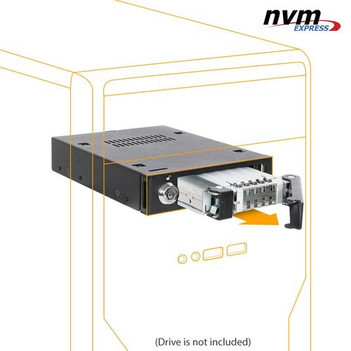 ICY DOCK 2.5" U.2 NVMe SSD PCIe 3.0/4.0 Mobile Rack for External 3.5" Drive Bay (147mm Depth) | ToughArmor MB601VK-B