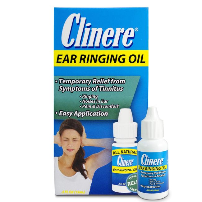 Clinere Ear Ringing Oil Relief, Ear Drops to Help Stop Ringing in The Ears, Tinnitus Relief, Noises in Ears, Pain and Discomfort, Relieves Ear Ringing, Buzzing, Clicking with Homeopathic Oil.5 fl