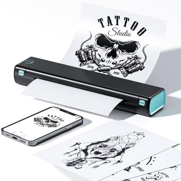 Phomemo M08F Wireless Tattoo Stencil Machines, Thermal Tattoo Kit Copier Machine Supports A4 Transfer Paper, Bluetooth Stencil Printer for Tattooing Compatible with Smartphone & PC for Tattoo Artists