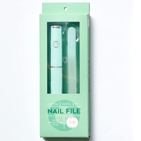 Malva Belle Best Crystal Glass Nail File – Long Lasting Double Sided Tempered Glass File – Professional Salon Manicure/Pedicure Filing Tool for Natural Nails - Pastel Mint (3 mm)