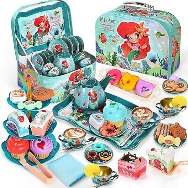 Tea Party Set for Little Girls, Mermaid Tea Party Set for Kids, Tea Sets for Tod