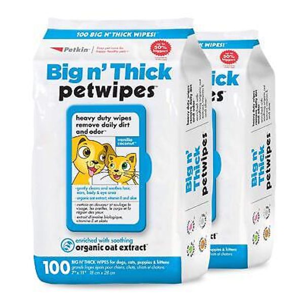 Large Pet for Dogs and Cats, 200 Count, Organic Oat Extract, Moistened with G...