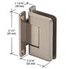 Brushed Nickel Pinnacle 337 Series Adjustable Wall Mount 'H' Back Plate Hinge
