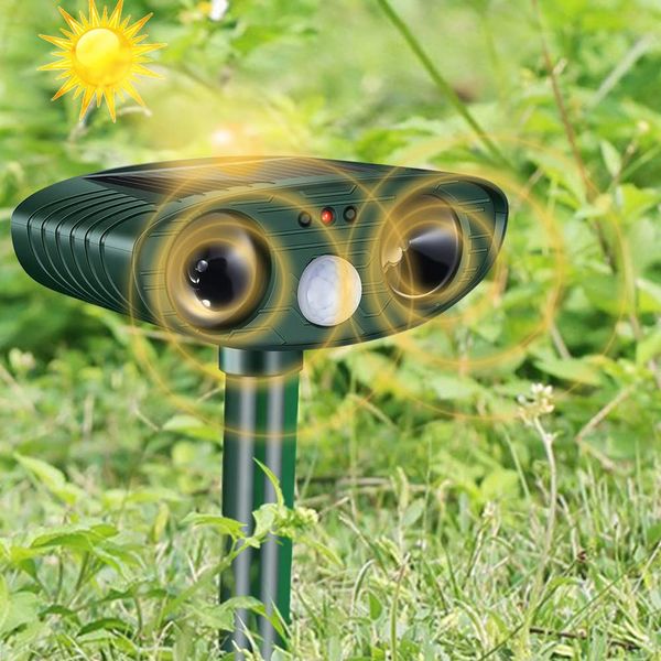 FIOLOM Cat Scarer Solar Powered Waterproof Cat Repellent Fox Repellent Garden Ultrasonic Pet Deterrents Solar Animal Repeller Outdoor with Motion Sensor for Bird Dog Rabbit Deer Rat Rodent Raccoon