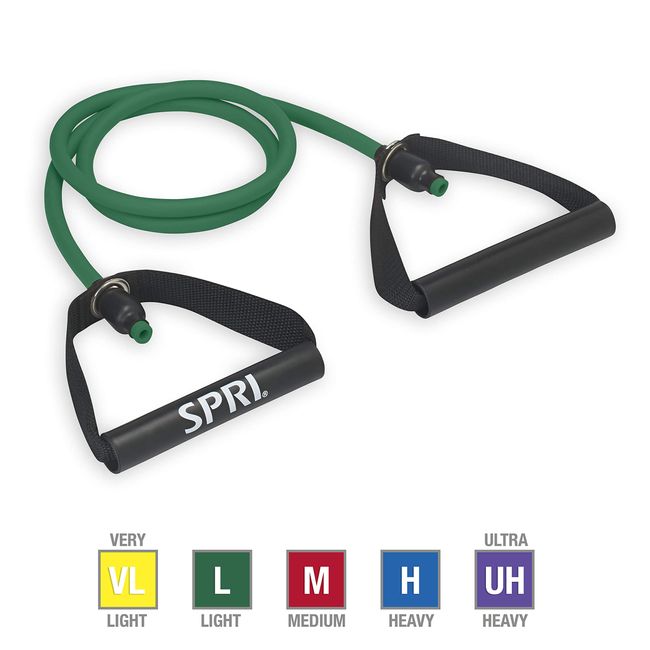 SPRI Xertube Resistance Bands Exercise Cords, Green, Light