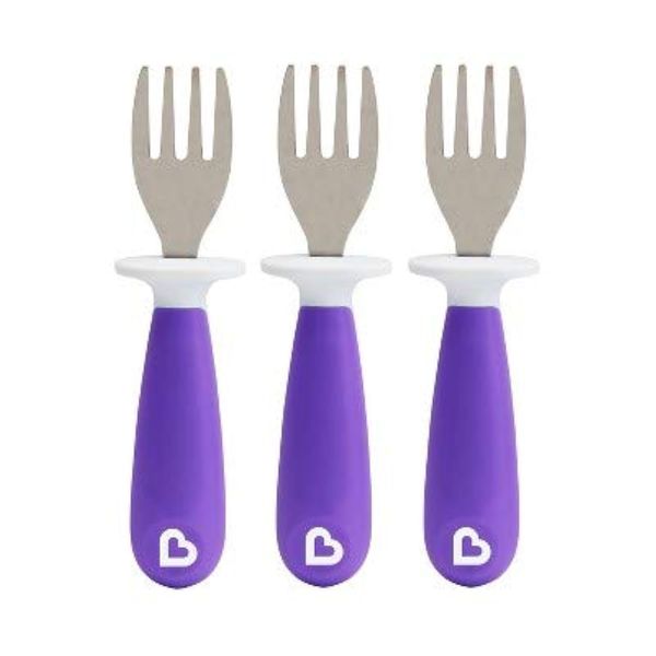 Munchkin Raise Toddler Fork Set, Purple, 3 Piece Set