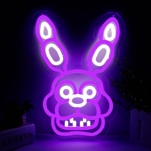 AHlove Anime Neon Sign，Five Nights at Bonnie neon signs for wall decor，LED Neon Lights for Bedroom，birthday、Christmas Gifts for kids