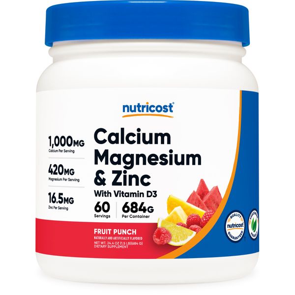 Nutricost Calcium Magnesium Zinc with Vitamin D3 Powder (60 Serv) (Fruit Punch)