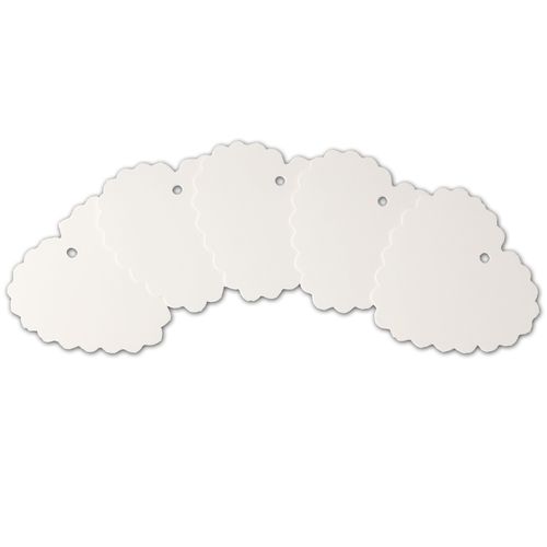 LWR CRAFTS 100 Hang Tags Scalloped Heart with Jute Twines 100ft (2 1/2" x 2 3/8", White)