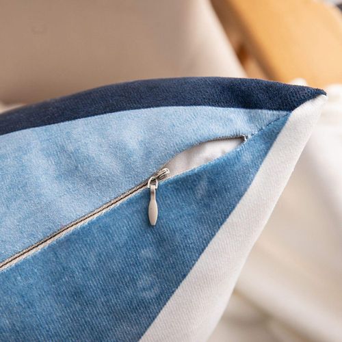 MIULEE Geometric Cushion Covers Decorative Square Throw Pillow Case Pillowcases for Couch Livingroom Sofa Bed with Invisible Zipper 45cm x 45cm 18x18 Inches 2 Pieces Blue