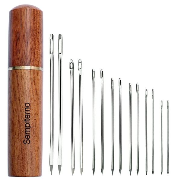 sempiterno Hand Sewing Needles, Triangular Needles, Leather Needles, Hand Sewing Needles, 14 Pieces, Hand Polished, Sharp, Sharp Needles, Sewing Needles, Leather Tools, Leather Needles, Embroidery, Thick Sewing Needles, DIY Tools, Needle Container Include