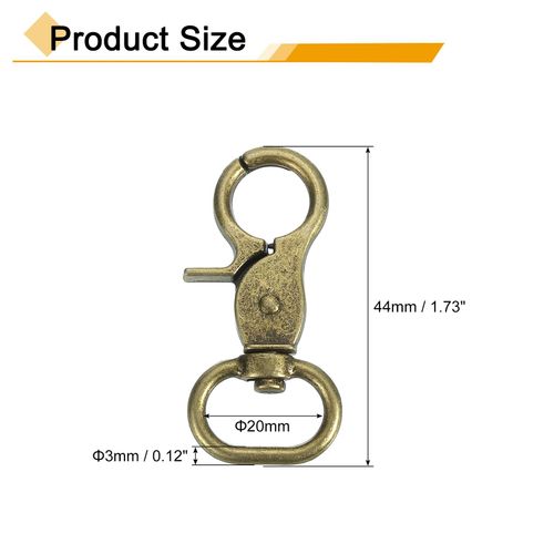uxcell 8Pcs Swivel Snap Hook, 20mm(3/4") Trigger Snap Heavy Duty Metal Lobster Claw Clasp Lanyard Clips for Straps Bags Belting Leathercraft, Bronze