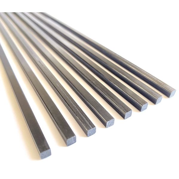 8pcs 4.0mm Square Carbon Fiber Solid Rods 4.0x4.0x420mm,1.4/2/3/4/6mm Available
