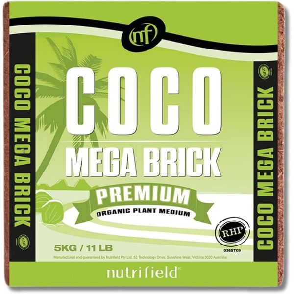 Coco Coir Mega Brick 11 lb Organic Pre-Washed, Buffered, RHP Certified Growing
