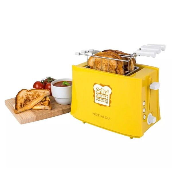 NOSTALGIA Grilled Cheese Maker Extra Large 2-Slot Toaster Sandwich Maker, Yellow