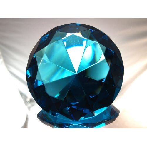 Aquablue Crystal Diamond Jewel Paperweight 100mm