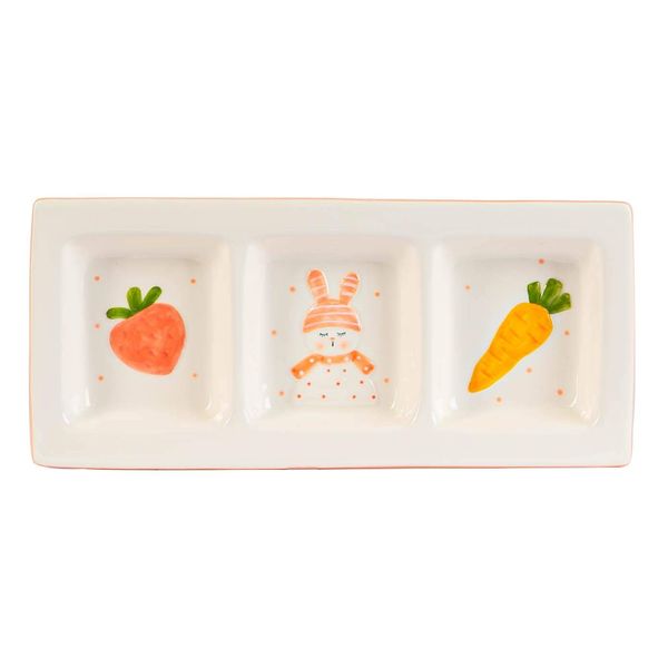 Nicola Spring Easter Bunny Snack Plate - Hand Painted Buffet Party Serveware Tableware - 31cm - White