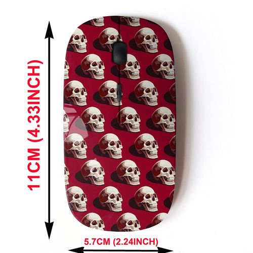 2.4G Wireless Mouse with Cute Pattern Design for All Laptops and Desktops with Nano Receiver - Halloween Skulls