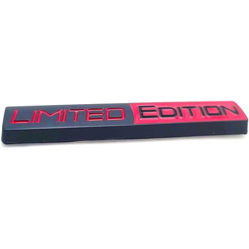 1pcs 3D Metal Limited Edition Emblem Car Logo Trunk Lid Badge Sport Turbo Decal Replacement for Universal Vehicle, Car, SUV, Truck (Black-red)