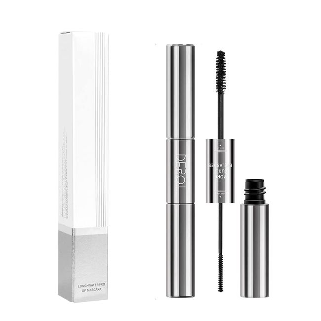 2 in 1 Mascara for Fine Short Eyelash,Big and Small Brush, Washable Voluminous Eyelash Mascara Intense Lengthening Mascara for Women and girl, Black (1 Pcs)