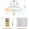 10" Adjustable E27 Socket Ceiling Fan Light 3-Color Temp LED Chandelier w/Remote