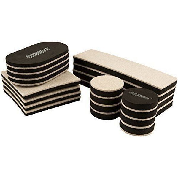 Super Sliders Assorted Reusable Felt Furniture Sliders for Hard Surfaces,