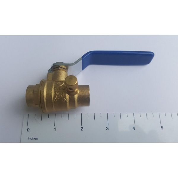 1 PIECE 1/2" SWEAT BALL VALVE WITH DRAIN AND CAP, LEAD FREE BRASS, 600 WOG