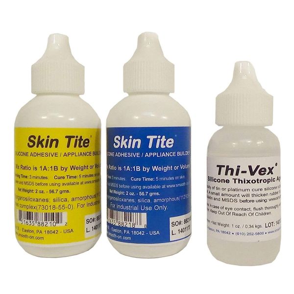 Smooth-On Skin Tite 4 Oz and Thivex 1 Oz Kit - Platinum Silicone Adhesive and Prosthetic Appliance Builder - Special Effects