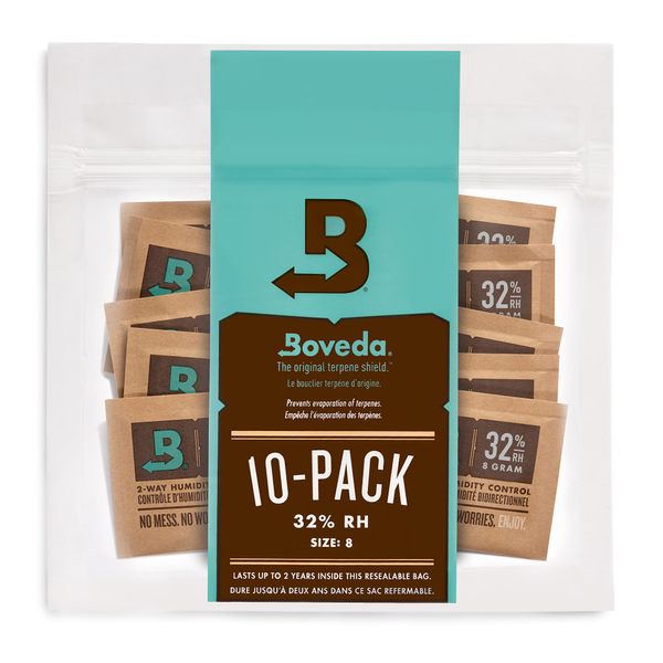 Boveda Packaging and Storage Moisture-Sensitive Products 32-RH 2-Way Humidity Control Size 8 for up to 1 oz (30 g) 10-Count Resealable Bags