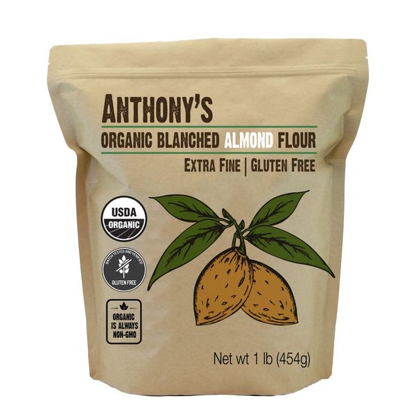 Anthony's Organic Almond Flour, 1 lb, Blanched, Gluten Free, Non GMO, Keto Friendly, Extra Fine, Low Carb