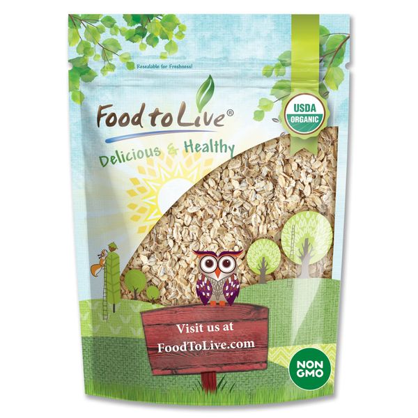 Food to Live Organic Rolled Oats, 1 Pound – Old-Fashioned, 100% Whole Grain, Non-GMO, Raw, Kosher, Bulk Oats. Perfect for Morning Oatmeal and Overnight Oats. Sourced from the USA