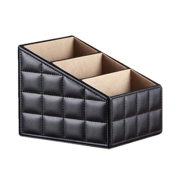 haruju Remote Control Rack, Tabletop Storage Rack, Storage Box, Small Items, Multi-functional Storage, 3 Tiers (Stitched Black)