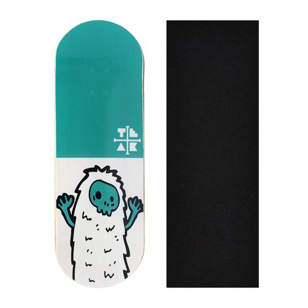 Teak Tuning Premium Fingerboard Graphic Deck, Teal Yeti - 32mm x 97mm - Heat Transfer Graphics, Pro Shape & Size - Pre-Drilled Holes - Includes Prolific Foam Tape