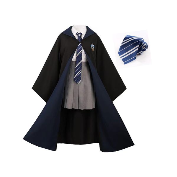 [ENDIANDUO] Harry Potter Cosplay Costume, Rope with Tie, Single Item, Gryffindor, Hufflepuff Slytherin, Ravenclaw Costume, Unisex (M, Ravenclaw (2 Piece Suit))