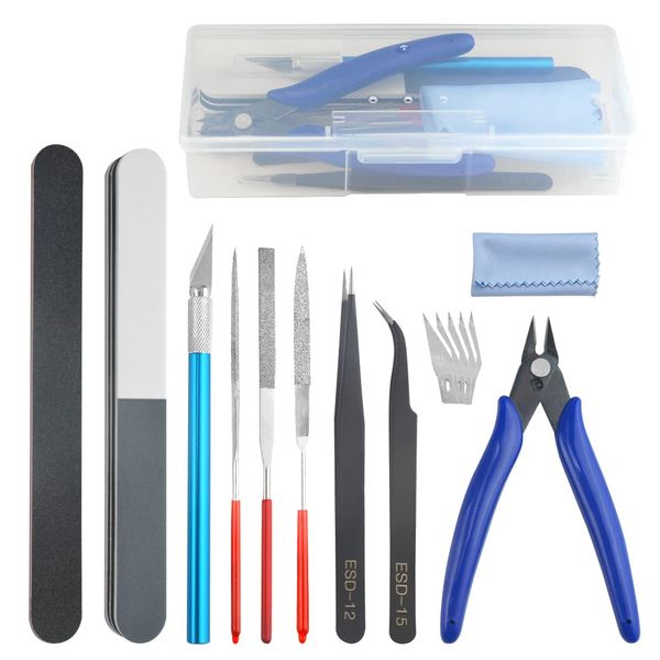 BGTXINGI 15PCS Modeler Basic Tools Craft Set Gundam Model Tools Kit with Plastic Box for Model Assemble Car Hobby Model Building Repairing and Fixing DIY Craft Kit