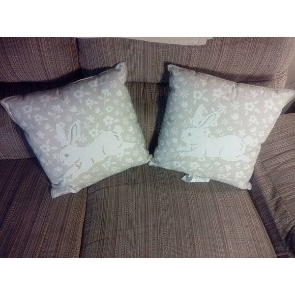 Spritz Target Floral Bunny Rabbit Pillow Pair Spring Easter 15"