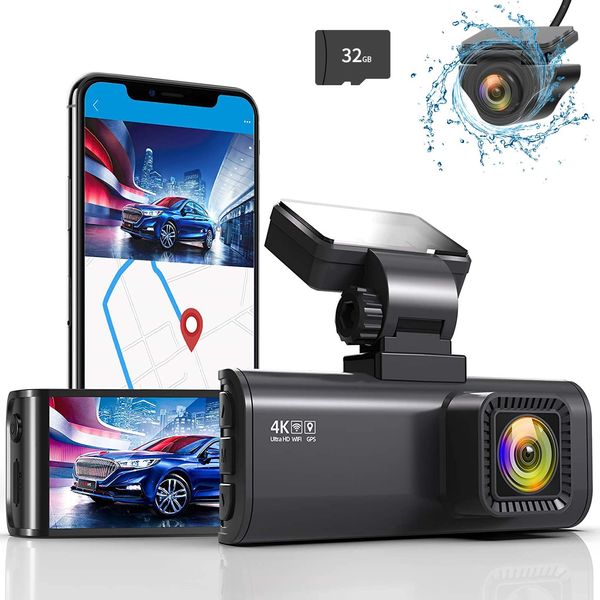 REDTIGER F7N Dash Camera, Front and Rear Camera, 4K UHD, 8 Megapixels, GPS, WIFI, IMX415 Sensor, WDR, 3.16 Inch Small, Dash Camera, Parking Monitoring, Noise/LED Signal Protection, G-Sensor, Shock